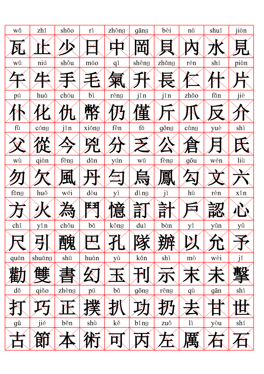 常用汉字2500繁体带拼音字帖版