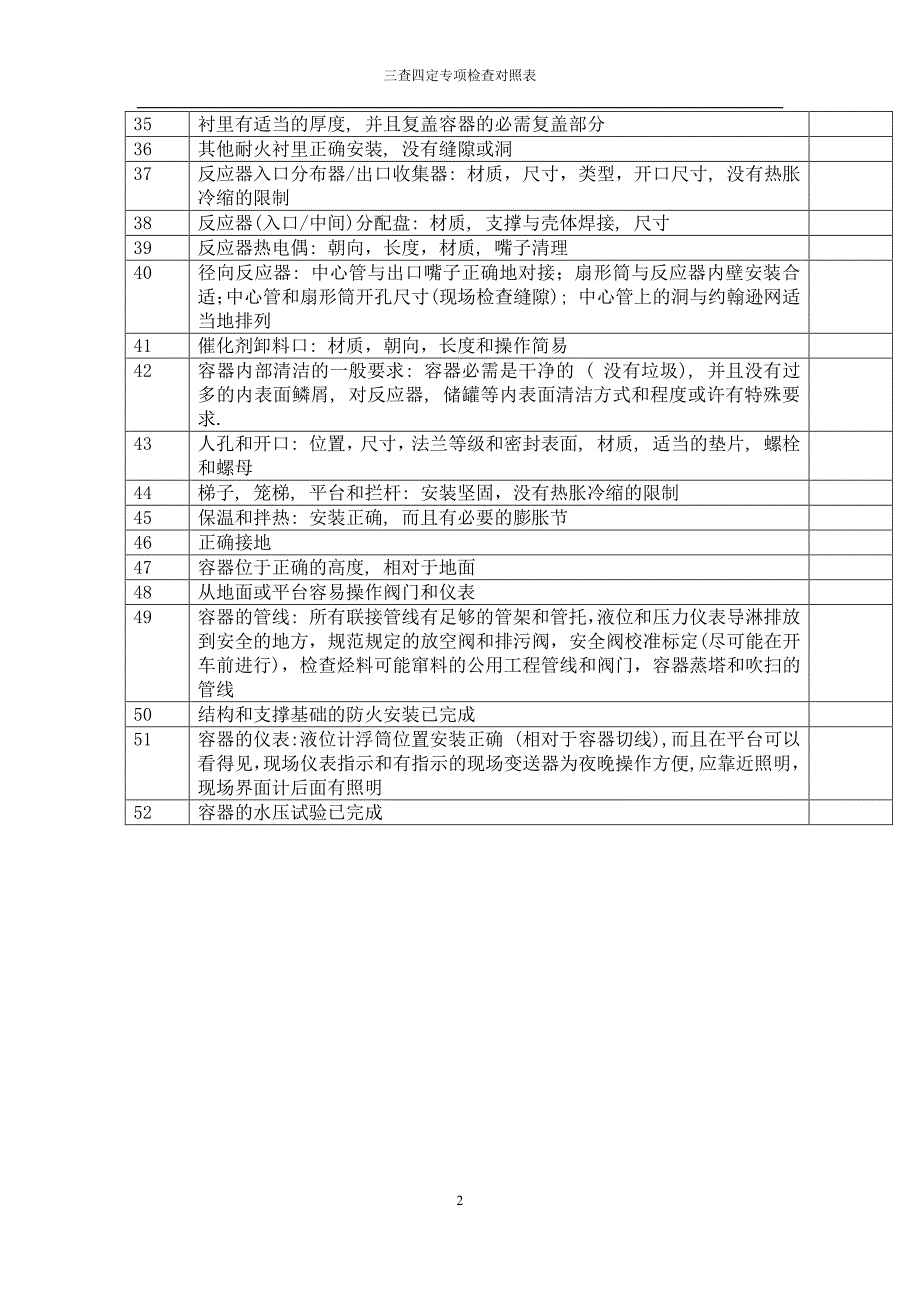 三查四定对照表