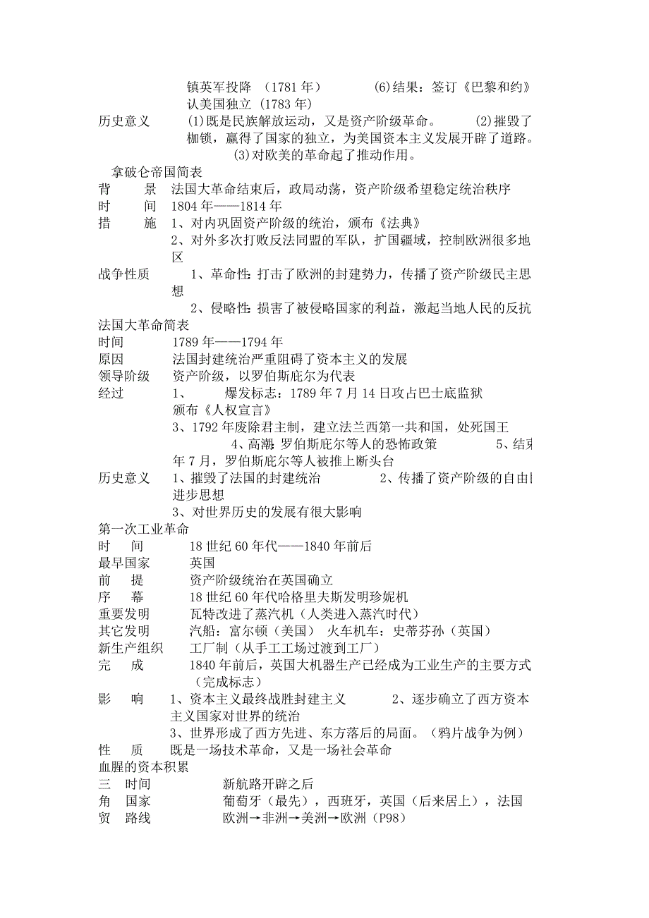 新人教版九年级历史上册复习提纲2