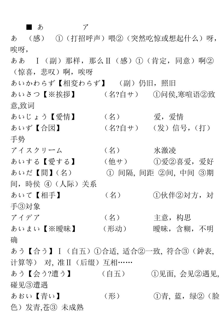 初学者日语单词2000图片