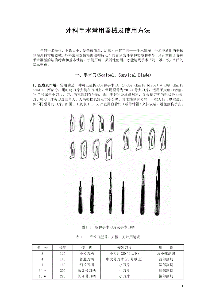 外科手術常用器械及使用方法