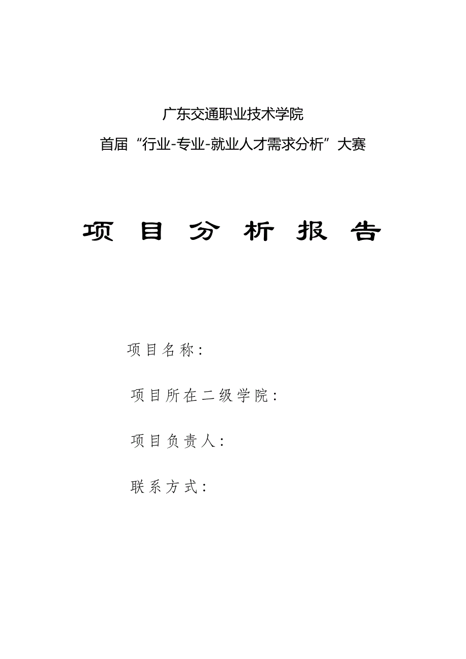 项目分析报告书模板