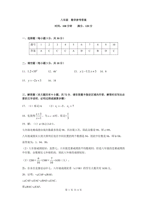 青竹湖湘一外国语学校2021-2022学年八年级下学期期中考试数学试卷（答案）