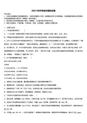 2022-2023学年广东省梅州大埔县联考毕业升学考试模拟卷语文卷含解析